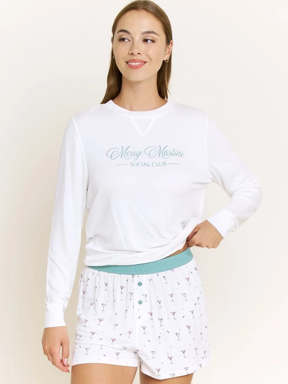 9. Honeydew Intimates • NWT White & Mint 'Merry Martini' Sleep Set